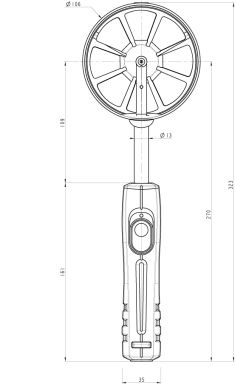 SHT-100 - 4" (100mm) Telescopic Vane Air Velocity, Air Flow and Temperature Probe for AMI 310 Meter
